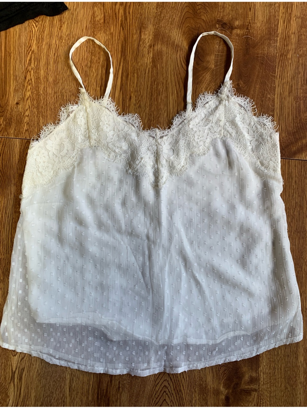 Abercrombie & Fitch White Lace-Trim Dotted Camisole tank top size XS
